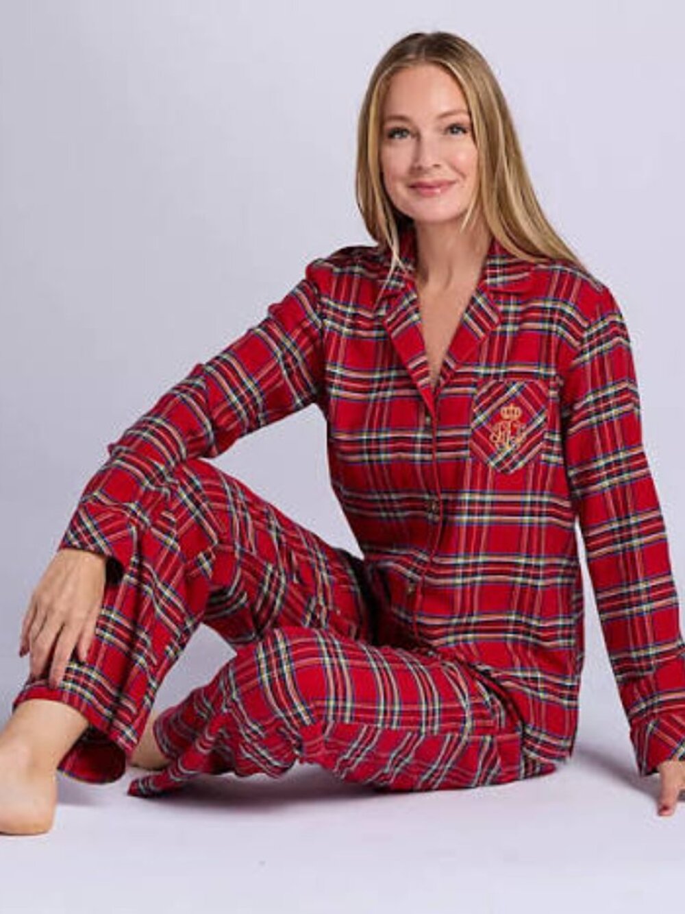 Ralph Lauren women's XL red plaid Christmas pajamas set